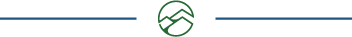 Waycrest icon of a mountain range in a circle with a decorative line on either side of the icon